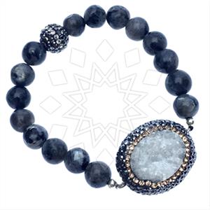 925 Sterling Silver Gem and Crystals Beaded Bracelet