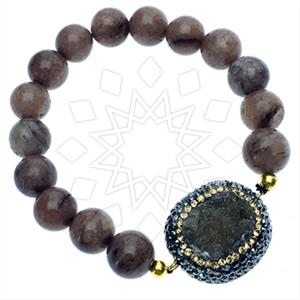 925 Sterling Silver Gem and Crystals Beaded Bracelet