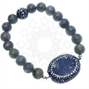 925 Sterling Silver Gem and Crystals Beaded Bracelet