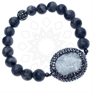 925 Sterling Silver Gem and Crystals Beaded Bracelet