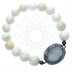925 Sterling Silver Gem and Crystals Beaded Bracelet