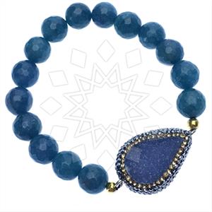 925 Sterling Silver Gem and Crystals Beaded Bracelet