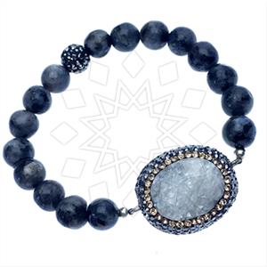925 Sterling Silver Gem and Crystals Beaded Bracelet