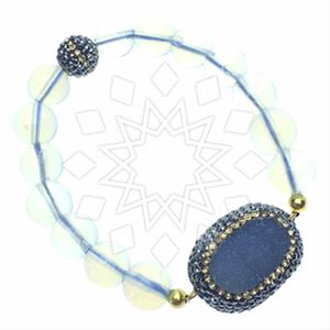 925 Sterling Silver Gem and Crystals Beaded Bracelet