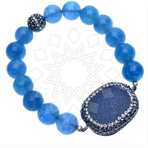 925 Sterling Silver Gem and Crystals Beaded Bracelet