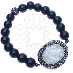 925 Sterling Silver Gem and Crystals Beaded Bracelet