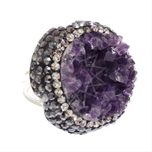 925 Sterling Silver Gem and Crystals Gemstone Rings