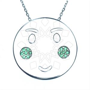 925 Sterling Silver Emoji Pendant Necklace