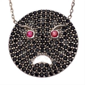 925 Sterling Silver Emoji Pendant Necklace