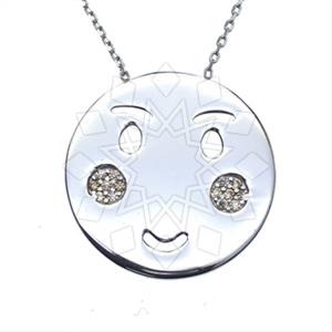 925 Sterling Silver Emoji Pendant Necklace