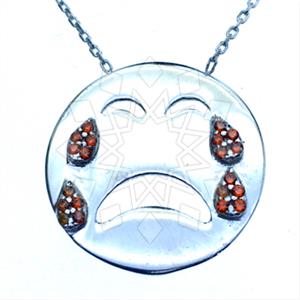 925 Sterling Silver Emoji Pendant Necklace