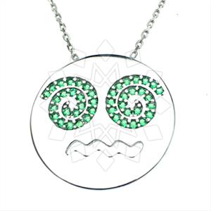 925 Sterling Silver Emoji Pendant Necklace