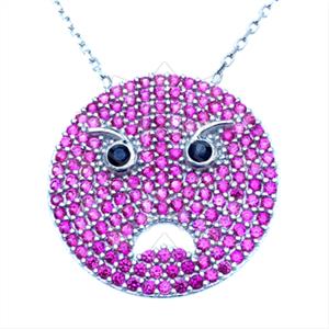 925 Sterling Silver Emoji Pendant Necklace