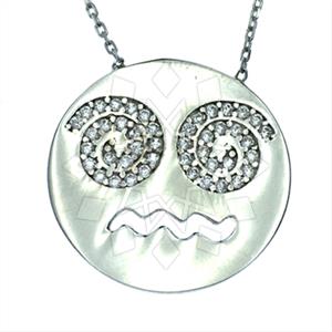 925 Sterling Silver Emoji Pendant Necklace