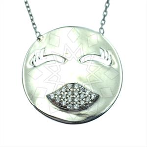 925 Sterling Silver Emoji Pendant Necklace
