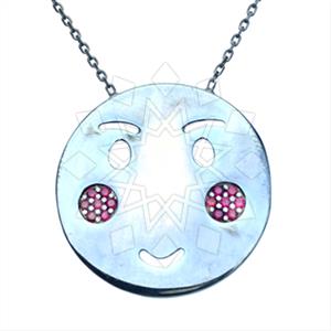 925 Sterling Silver Emoji Pendant Necklace