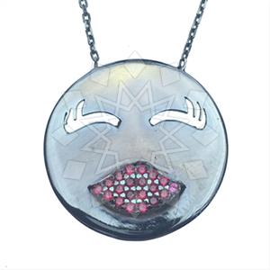 925 Sterling Silver Emoji Pendant Necklace