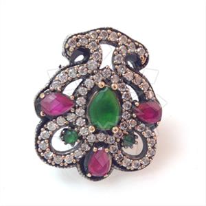 Turkish Silver Antique Ottoman  Gemstone Rings