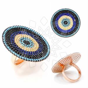 925 Sterling Silver Evil Eye Geometric Cocktail Rings