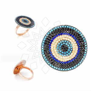 925 Sterling Silver Evil Eye Geometric Cocktail Rings