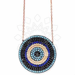 925 Sterling Silver Evil Eye Geometric Pendant Necklace