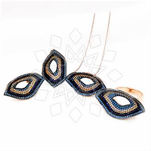 925 Sterling Silver Evil Eye Ring Earring Necklace Sets