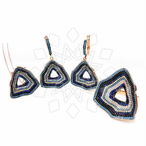 925 Sterling Silver Evil Eye Ring Earring Necklace Sets