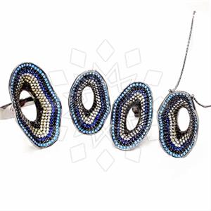 925 Sterling Silver Evil Eye Ring Earring Necklace Sets