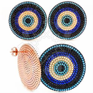 925 Sterling Silver Evil Eye Geometric Statement Earring