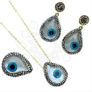 Fashion Evil Eye Ring Earring Necklace Sets