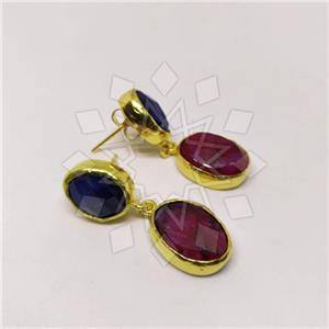 Fashion Classic Turkish Gemstone  Double Drop Earrings