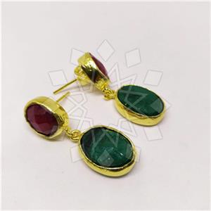 Fashion Classic Turkish Gemstone  Double Drop Earrings