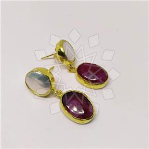 Fashion Classic Turkish Gemstone  Double Drop Earrings
