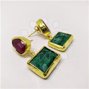 Fashion Classic Turkish Gemstone  Double Drop Earrings
