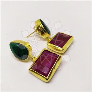 Fashion Classic Turkish Gemstone  Double Drop Earrings