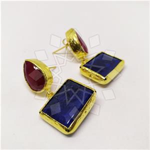Fashion Classic Turkish Gemstone  Double Drop Earrings