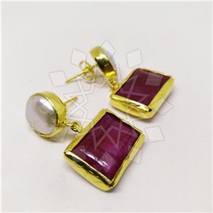Fashion Classic Turkish Gemstone  Double Drop Earrings