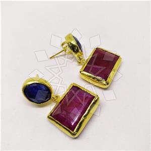 Fashion Classic Turkish Gemstone  Double Drop Earrings