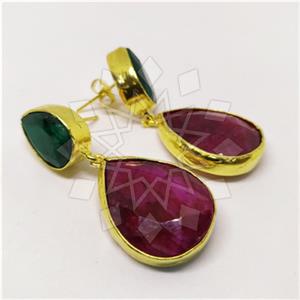 Fashion Classic Turkish Gemstone  Double Drop Earrings