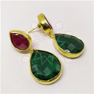Fashion Classic Turkish Gemstone  Double Drop Earrings