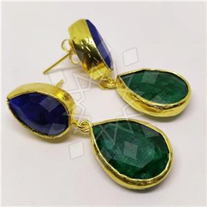 Fashion Classic Turkish Gemstone  Double Drop Earrings