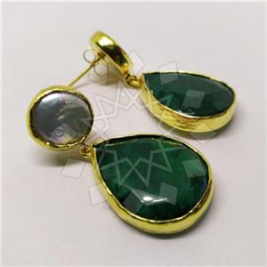 Fashion Classic Turkish Gemstone  Double Drop Earrings