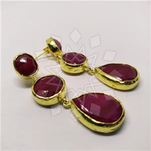 Fashion Classic Turkish Gemstone  Triple Drop Earrings