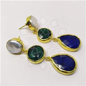 Fashion Classic Turkish Gemstone  Triple Drop Earrings