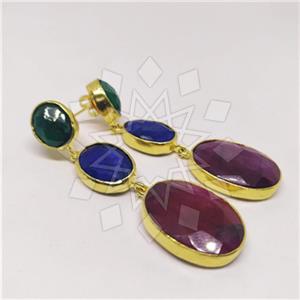 Fashion Classic Turkish Gemstone  Triple Drop Earrings