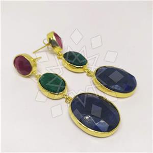Fashion Classic Turkish Gemstone  Triple Drop Earrings