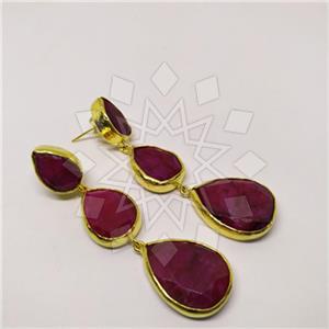 Fashion Classic Turkish Gemstone  Triple Drop Earrings