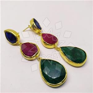Fashion Classic Turkish Gemstone  Triple Drop Earrings