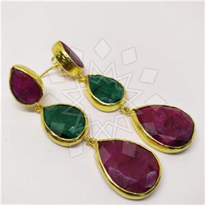 Fashion Classic Turkish Gemstone  Triple Drop Earrings