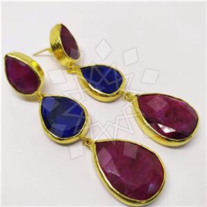 Fashion Classic Turkish Gemstone  Triple Drop Earrings